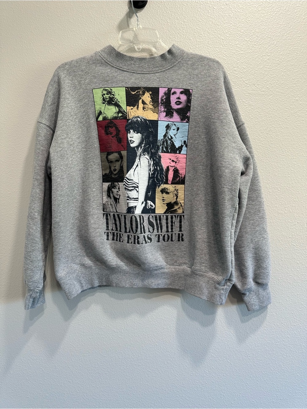 Taylor Swift Gray Graphic Crewneck Sweater - The Eras Tour, small,oversized